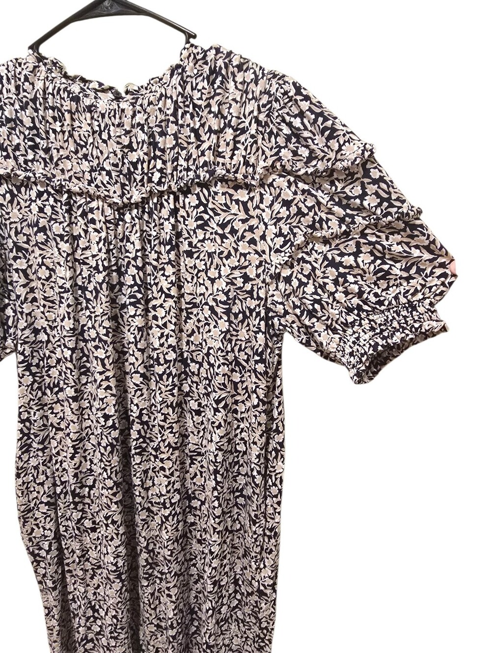 Boden Navy and Cream Floral Yoke Detail Jersey Midi Dress Size 10 - Picture 4 of 9